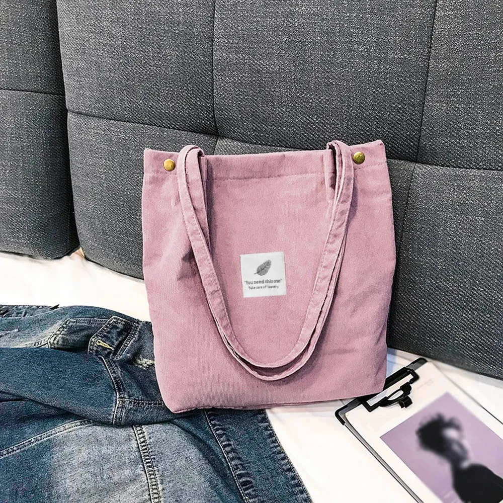 

2019Top Fashion Women Corduroy Pure Color Shoulder Bag Satchel Tote Hand Bag Travel Bag