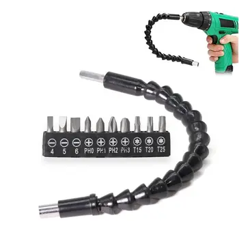 

Flexible Shaft Tool with 10pcs Drill Screwdriver Bit Holder Connect Link Multitool Hex Shank Extension Snake