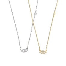 925 пробы Серебряное минимальное ожерелье глаз с фианитами крест звено цепи Серебро Золото Цвет Простой Тонкий минималистичный Прекрасный ювелирные изделия