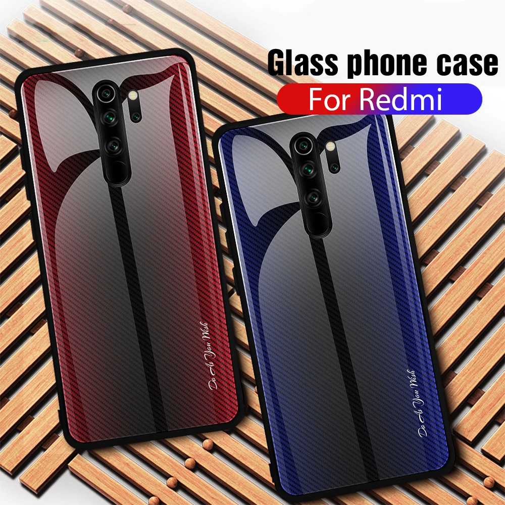 

Texture Gradient Case For Xiaomi Redmi Note 8 7 6 5 Pro 7A Phone Case Tempered Glass Back Cover for Redmi Note8 Shockproof funda
