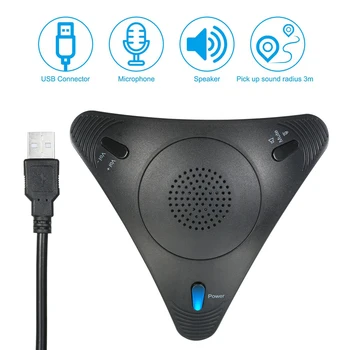

USB 2.0 Desktop Computer Conference Omnidirectional Condenser Microphone Mic Speaker Speakerphone for Business Video Meeting