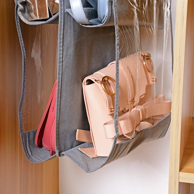 Buy Everbuy? 6 Pocket PVC Storage Bag Organizer Hanging Bags Closet  Organizer Wardrobe Rack Hangers Holder for Fashion Handbag Purse Pouch  (Multi) - Lowest price in India