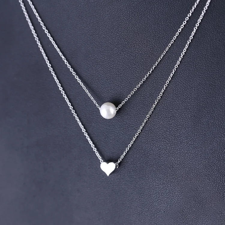 Многослойное жемчужное ожерелье-чокер в форме сердца для женщин, подвеска в виде лунной монеты на шею, аксессуары, колье с блестками, ювелирные изделия