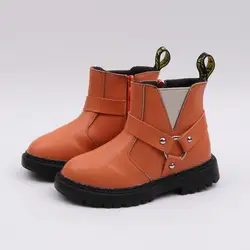 Детские ботинки; короткие ботинки на молнии для маленьких мальчиков и девочек; ботинки на мягкой подошве; повседневная обувь;