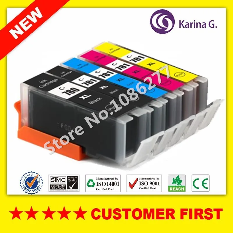 1Set ( 5PCS ) Совместим с Canon PGI-780 CLI-781 PGI780 CLI781 чернильный картридж для принтера Canon принтерам PIXMA TR8570 TS8170 TS9170 - Цвет: 1Set ( 5PCS )