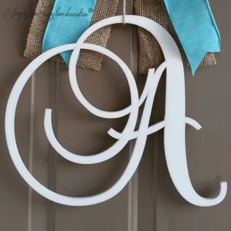 Jess and Jessica Wooden Letter A, Wooden Monogram Wall Hanging, Large Wooden Letters, Cursive Wood Letter - 1