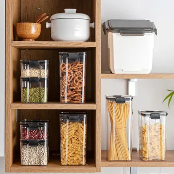 

Multigrain Transparent Sealed Cans 700/1300/1800ML Food Storage Container Plastic Kitchen Refrigerator Noodle Box Storage Tank