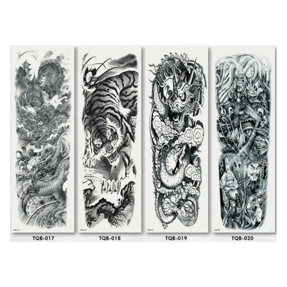 Full Flower Temporary Tattoo Sticker Arm Fake Tattoo Sticker Skull Lion Dragon Body Paint Waterproof Transfer Fake Tattoo Sleeve