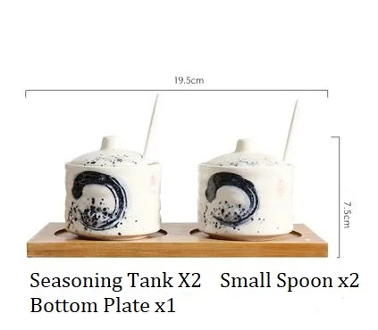 Керамические баночки для приправ с деревянным поддоном с крышкой наборы приправа банка соль канистра перечница Бытовая Посуда - Цвет: 5 PCS Set