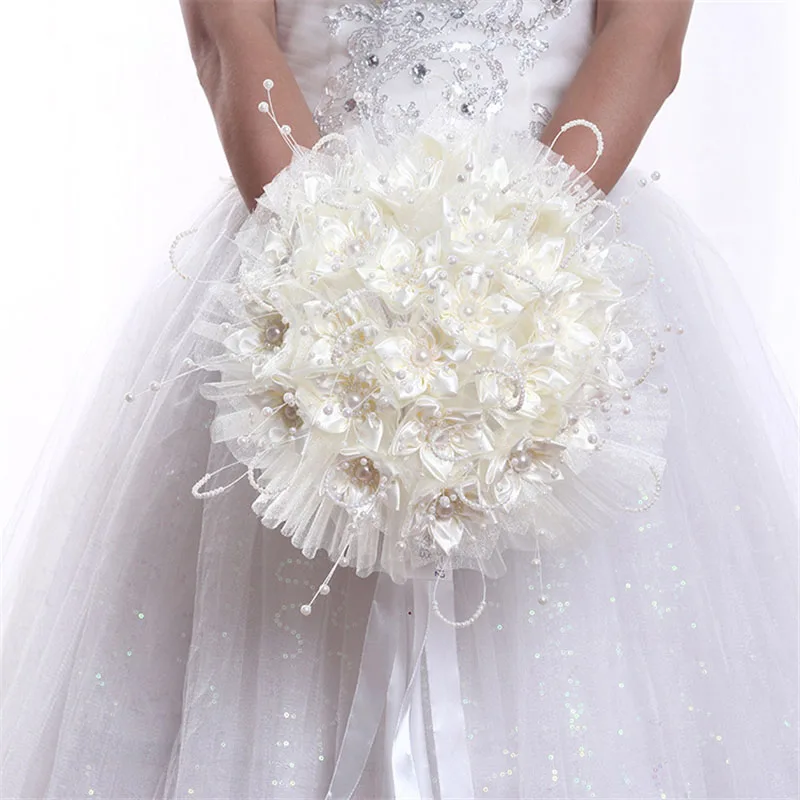 Wedding Bouquet Bridal Wedding Supplies Bridesmaid Holding Flower Silk Rose White Bouquet For Bride Marriage wedding bouquets artificial rose flowers wedding flower decoration