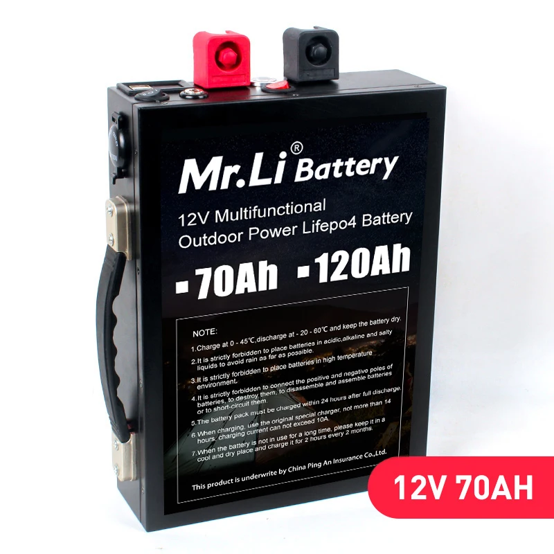 Mr. Li 12V Lifepo4 аккумуляторная батарея 12V 70Ah 120Ah литиевая батарея 12V 40Ah Встроенная плата BMS с интерфейсом USB