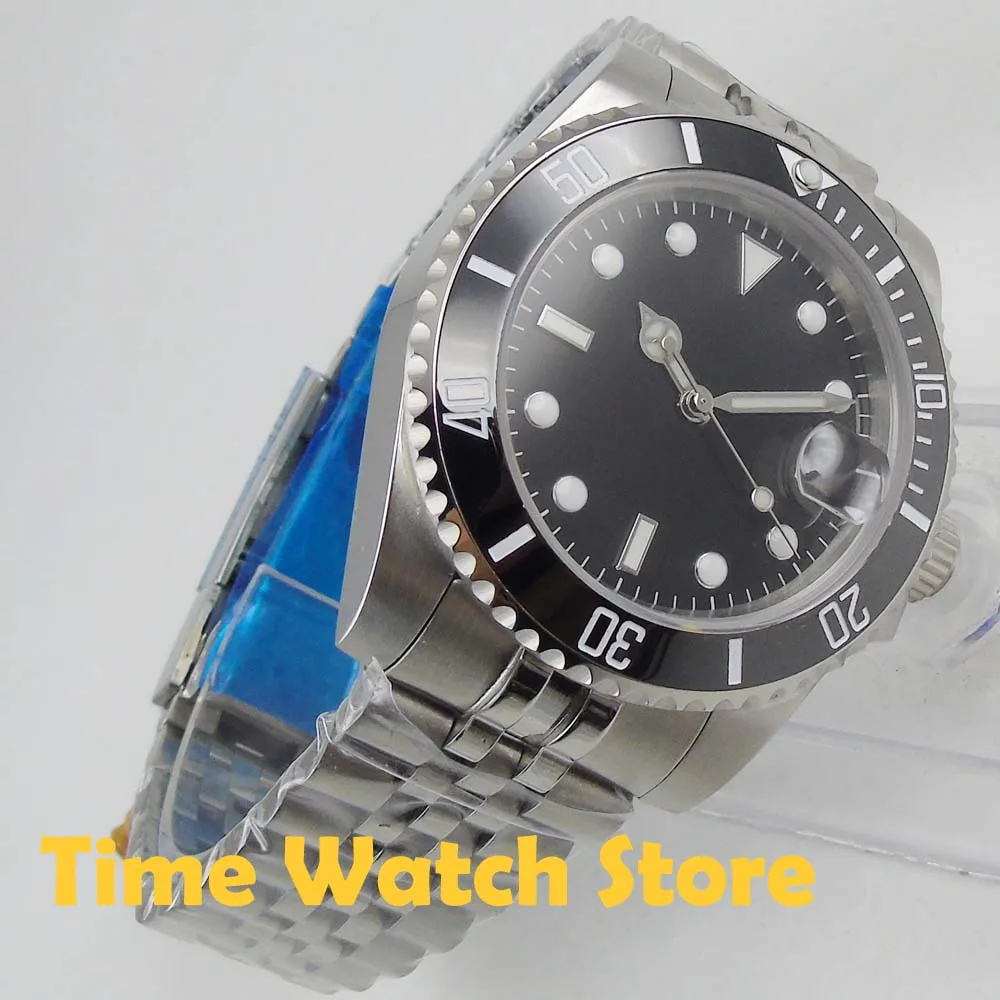  Bliger 40mm Miyota 8215 Automatic Men's watch sapphire glass black strile dial luminous waterproof 