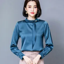 Korean Fashion Silk Women Blouses Woman Satin Blouse Shirts Plus Size Elegant Women Long Sleeve Blouse Tops Blusas Mujer De Moda