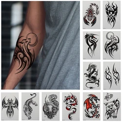 Tatouage autocollant temporaire, 2 feuilles, 2022, autocollant d'art, corps de Dragon, Scorpion, loup, étanche 