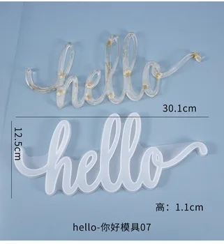 

DIY Epoxy Mold English Blessing Words Hello Doorplate Pendant Silicone Mold Letter Multi-function Mold Christmas Gift