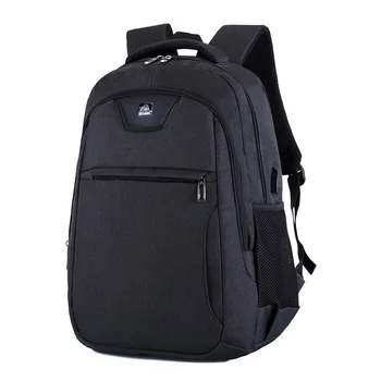 

15.6in Men Nylon Solid Color Large Capacity USB Waterproof Backpack Business Casual Laptop Backpack Travel School Hiking Daypack