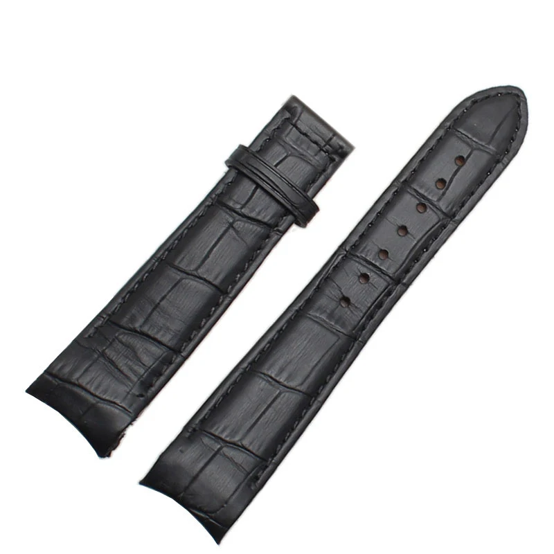 Genuine Leather Bracelet Curved End Watch Strap - Premium Adjustable Band
