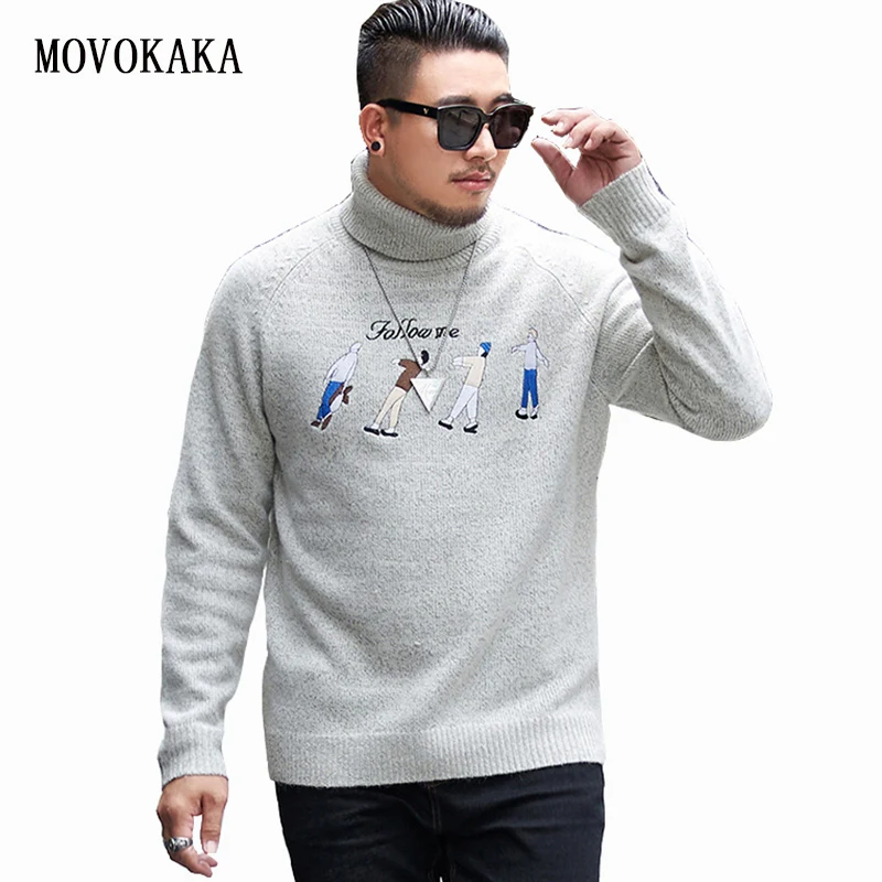Best Price Fashion Brand Embroidery Sweater Men Turtleneck Pullover Men Plus Size Pull Men Sweater Male Pullover Casual Sweater Man 2XL-7XL