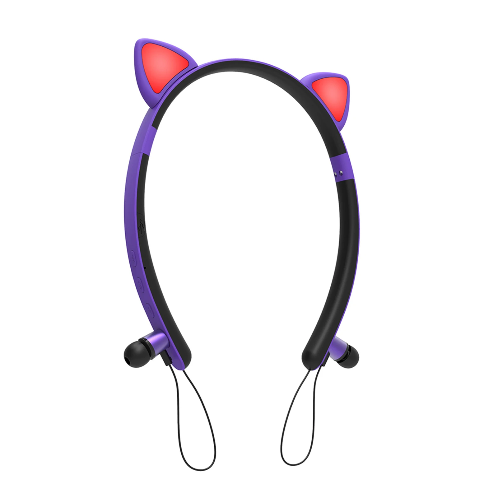 Bluetooth 5 0 Magnetic Absorption Portable HiFi Stereo With Mic Wireless Headphones Noise Cancelling Girls Luminous Cat Ear Cute