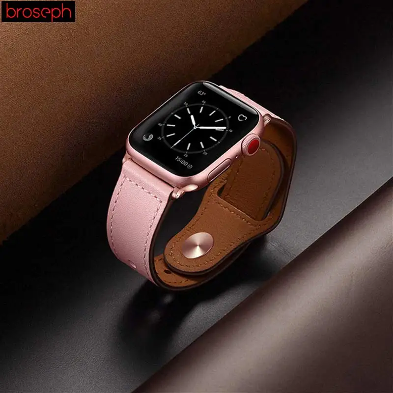 Ремешки для часов Apple Watch 4 Band 40 мм 44 мм кожаный ремешок для iWatch 3 2 1 42 мм 38 мм один тур Браслет для часов браслет