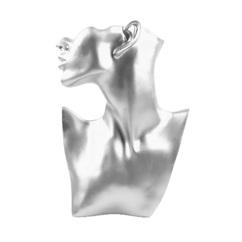 Креативное ожерелье дисплей Счетчик витрина смола подвеска подставка бюст серьги ожерелье Статуэтка стенд - Цвет: Серебристый