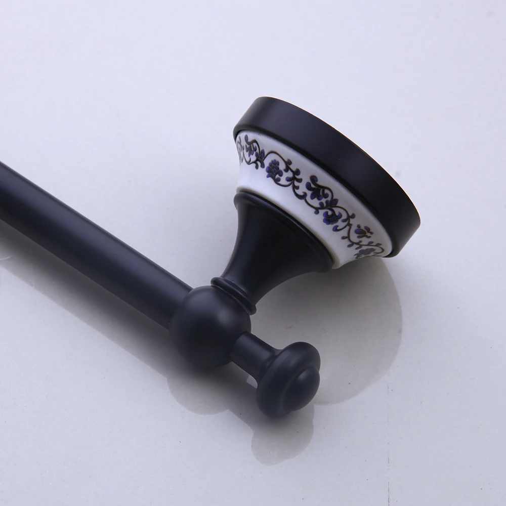 JIENI Wall Mounted Black ORB Washroom Bathroom Accessories Towel Ring Rack Paper Holder Toilet Brush Holder Frosted Glass Cup