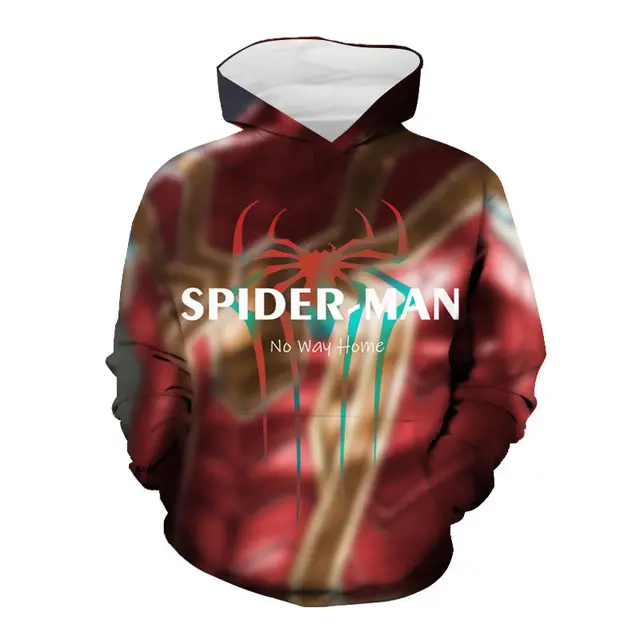 New Marvel Movies Spiderman Oversized Hoodies Kids Clothes Boys 3D Printed Casual Pullover Superhero Cartoon Black Sweatshirt Spiderman-50594
