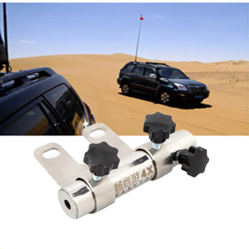 

1 Set 304 Stainless Steel Exterior Flagpole Bracket Flag Pole Holder Steller Hook for Toyota Prado Off-road Vehicle Car Styling