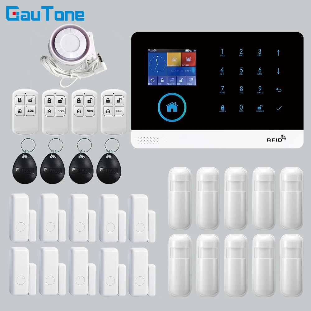 US $33.10 GT APP Remote Control Alarm panel Switchable 8 languages Wireless Home Security WIFI GSM GPRS Alarm system RFID card Arm Disarm