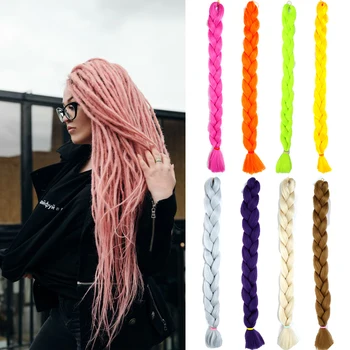 

DIANQI 165g/plait African large plait 82in synthetic hot fiber braided hair solid color extra-large plait