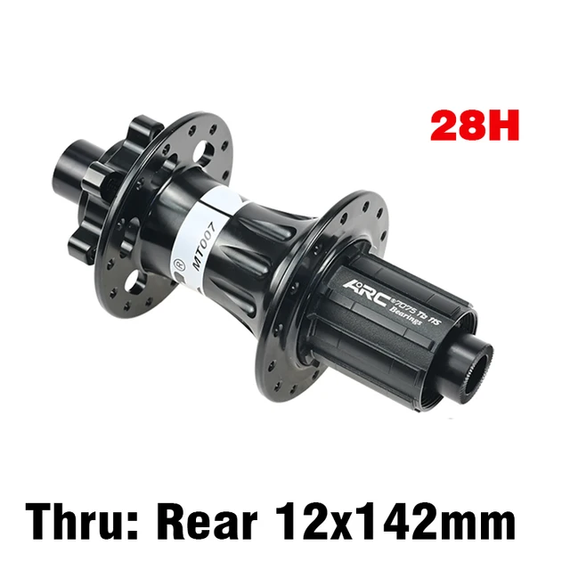 ARC Newest 28 Holes Mountain Bike Hub Disc Brake Aluminum Alloy Bicycle Hub 4 Pawls 48 Clicks Front Hub Rear Hub Warranty 1 Year 28H Rear Thru