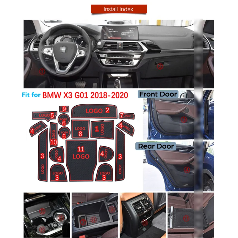 Противоскользящий резиновый подстаканник для BMW X3 G01 2018 2019 2020 автомобильные