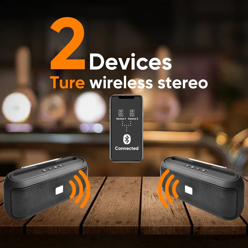 Deelife портативный Bluetooth динамик с радио FM 10 Вт стерео Открытый мощный Музыкальный