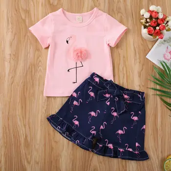 

Infant Toddler Kid Baby Girl Clothes Flamingos Tops Short Pants Holiday Outfit Set