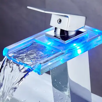 

Faucet Water Tap LED Stainless Steel Restroom Bathroom Bath Tool Bathtub Switch Beautiful Home Kitchen Luminescence Decorate