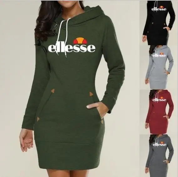 В настоящее время толстовка с капюшоном на молнии пуловер средней длины платье Wish AliExpress EBay Горячая Распродажа