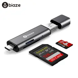 Считыватель карт Biaze USB 3,0 SD/Micro SD TF OTG адаптер смарт-карт памяти для ноутбука USB 3,0 Тип C кардридер SD кардридер