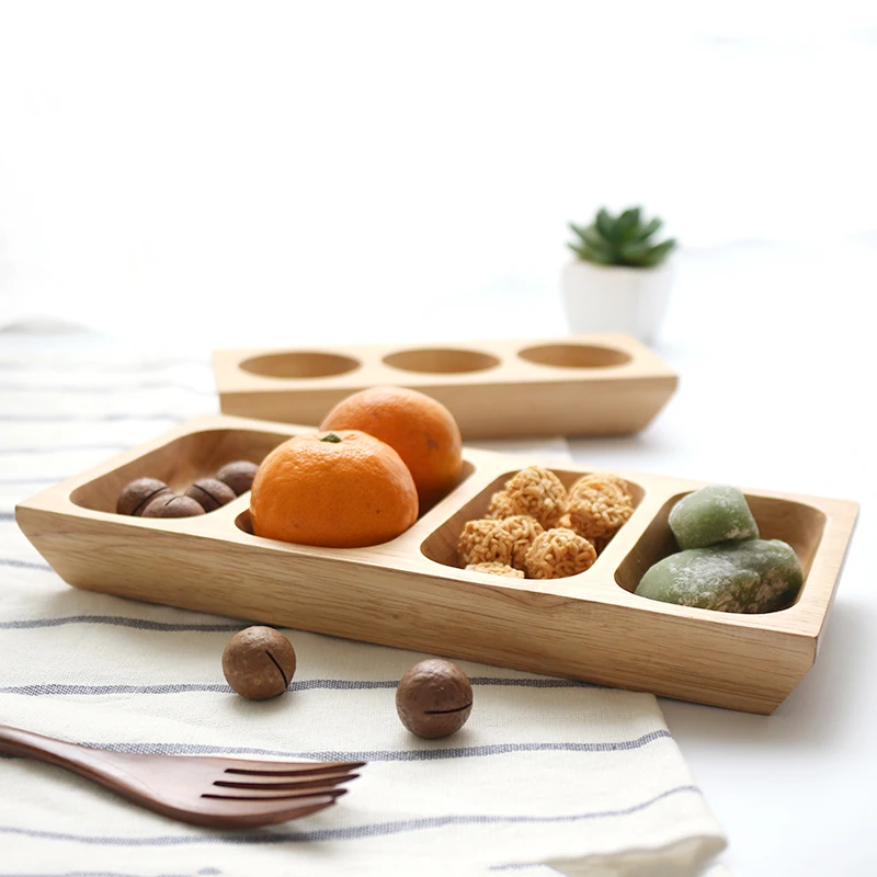 В японском стиле деревянный блюдо для еды дети эко природные разделенные тарелки для завтрака фрукты/закуски сервировочный лоток посуда