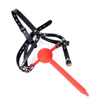 Fetish Slave Role Play Hood and Silicone Mouth Gag with Hole for Bdsm Bondage Low Temperature Candle Flirting Adults Sex Games 6