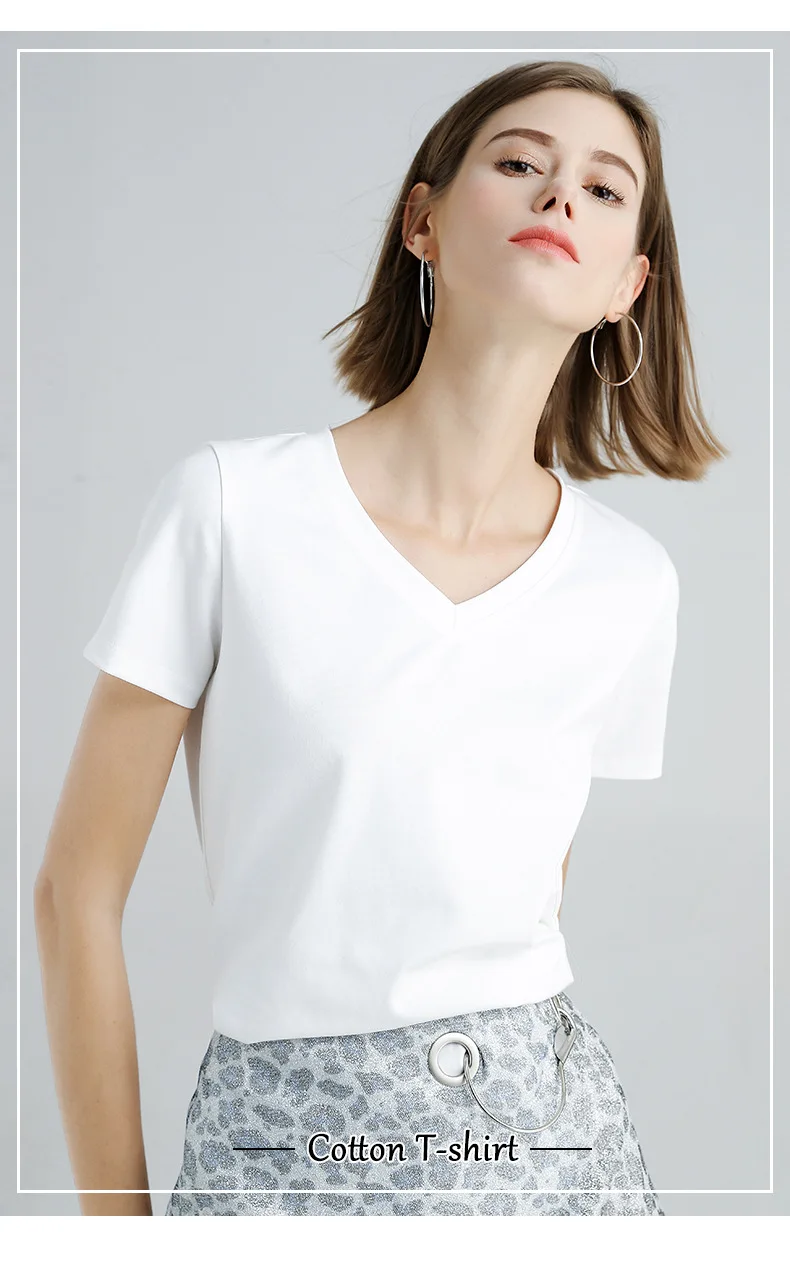 MRMT 2025 Brand New 80S Pure Cotton Women's T Shirt High Quality T-shirt for Female Short Sleeve V Collar Leisure Tops Tshirt