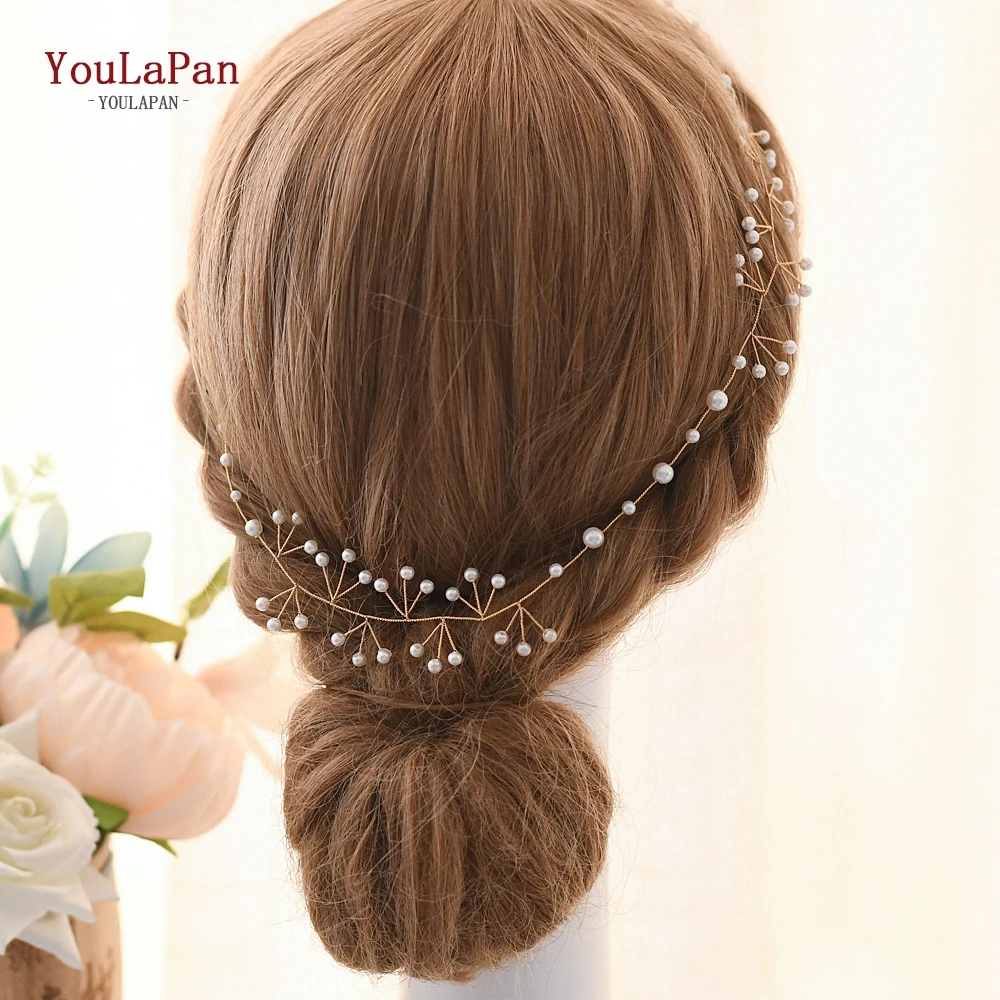 

TOPQUEEN Pearl Bridal Hair Accessories Wedding Headband Ribbon Chinese Wedding Hair Pieces Wedding Bridal Hair Band HP39