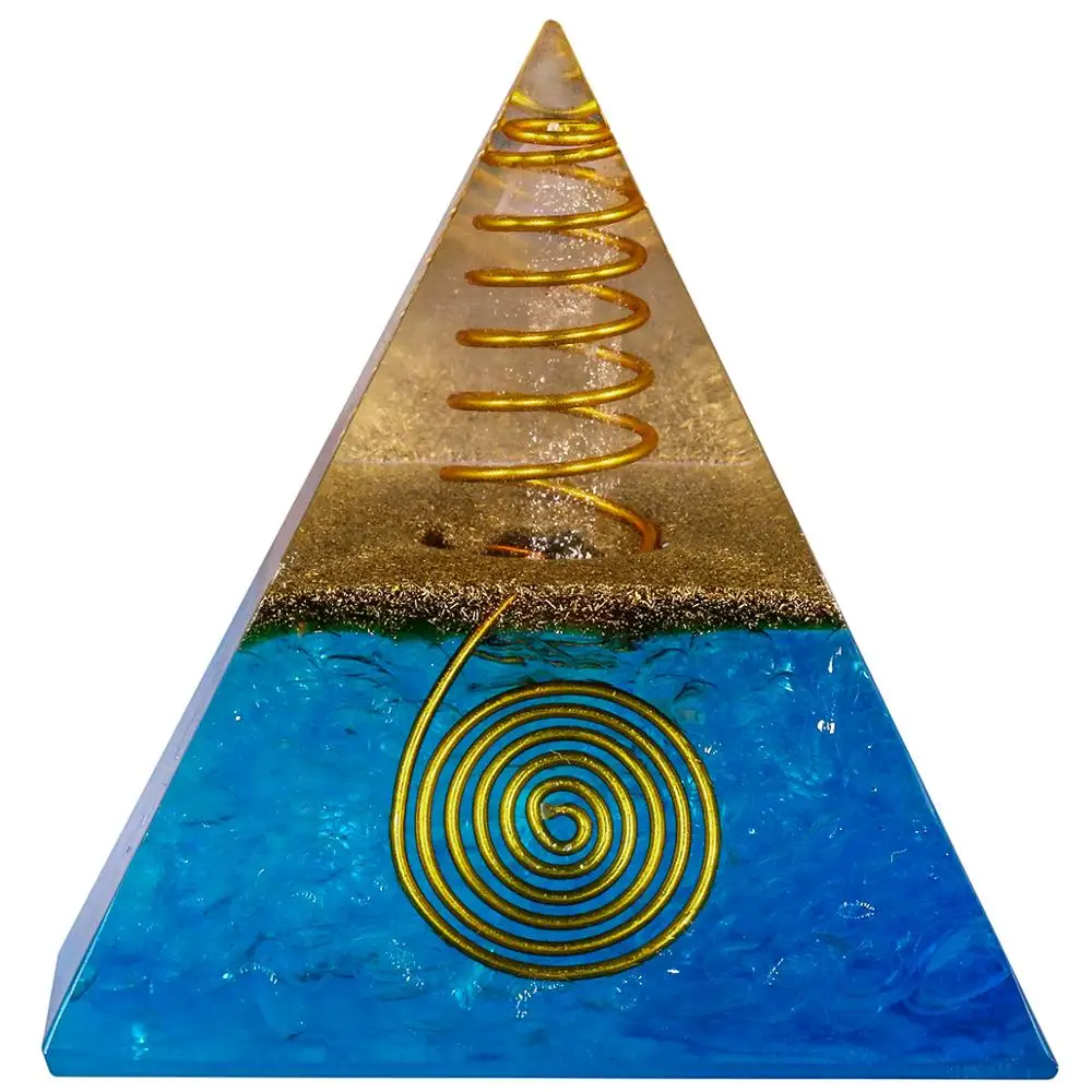 

TUMBEELLUWA Rock Quartz Stone Orgone Pyramid Energy Generator,Healing Crystal Point Figurine Decor Reiki Wicca Balancing 1.96''