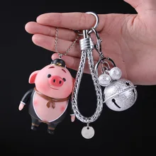 Креативный милый брелок с дизайном «Поросёнок» кулон Сунь Укун двойной цветной брелок с колокольчиком Сумочка Подвеска маленькие подарки
