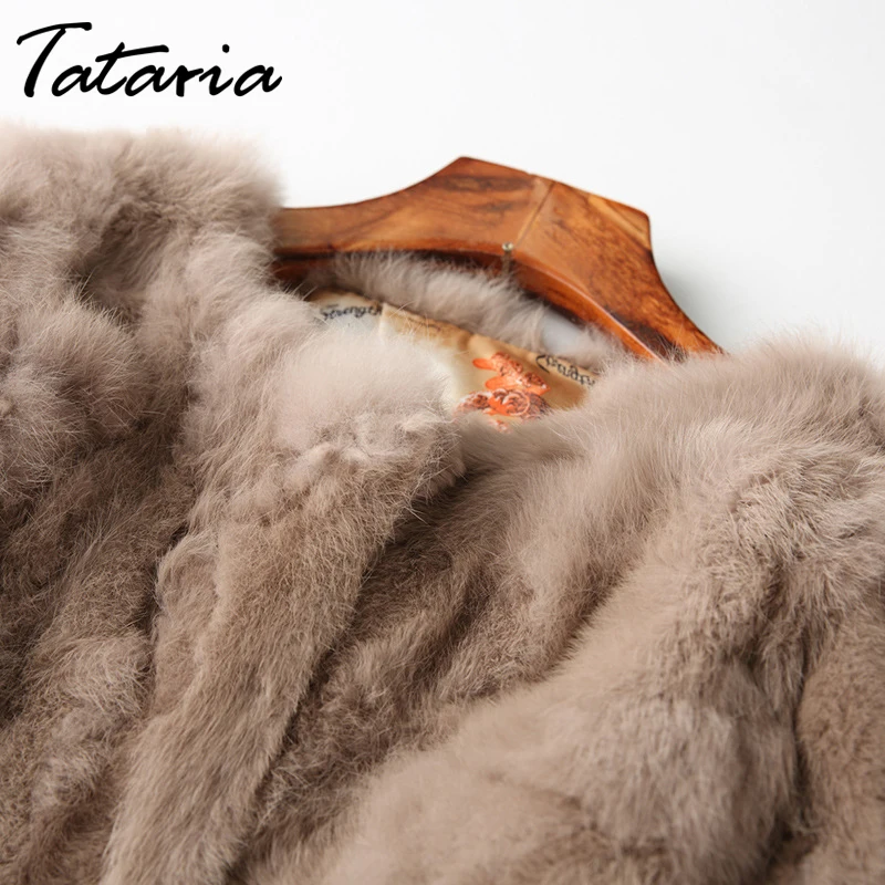 Tataria куртка из натурального кроличьего меха для женщин с длинным рукавом размера плюс пальто женское короткое пальто из натурального кролика женские теплые плюшевые пальто