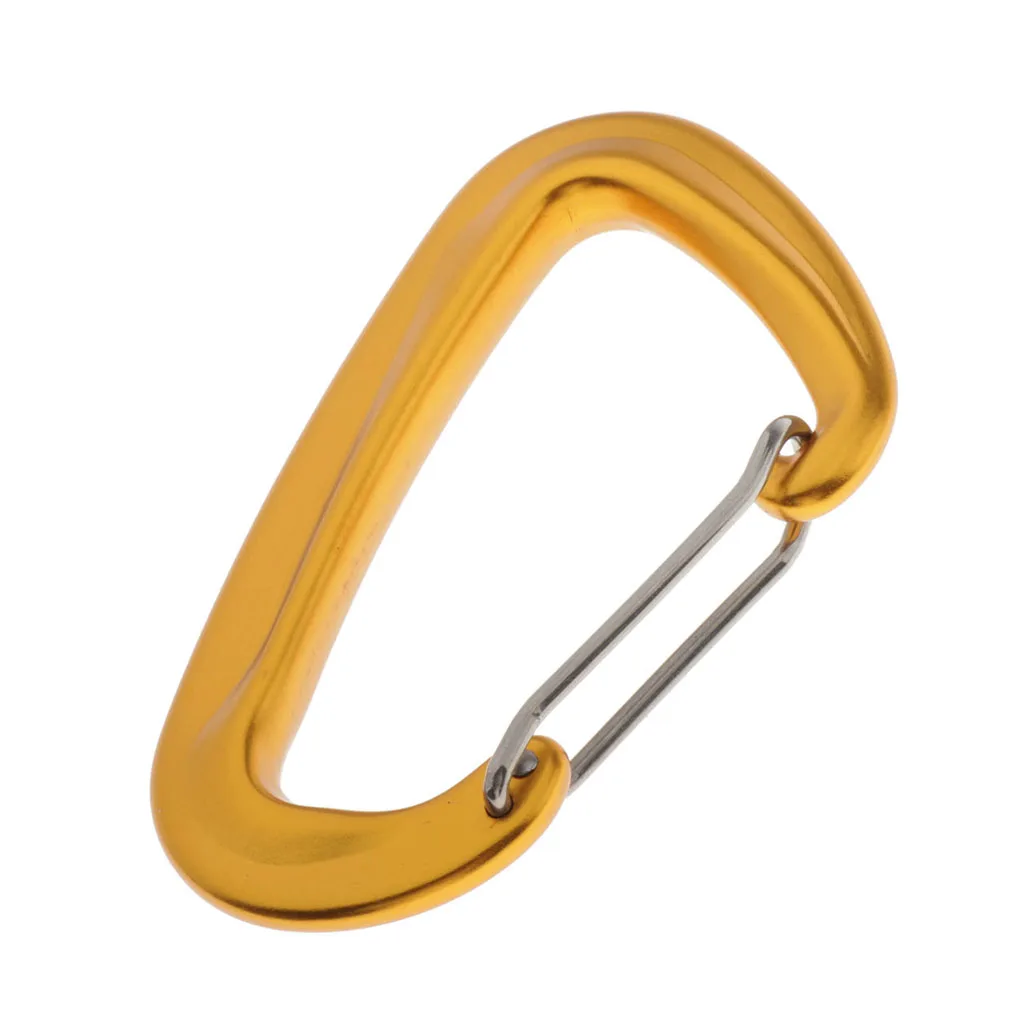 Aluminum D Shape 12 KN (2697 Lbs) Small, Strong and Light Carabiner Clip with Wire Gate for Hammock Hiking and Outdoor