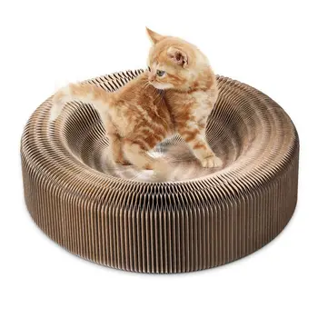 

NEW-Portable Cat Scratcher Lounge Collapsible Cardboard Scratcher Toy Cat Scratching Pad Cats Turbo Toys