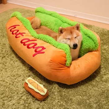 

Hot Dog Dog Beds Removable Soft Mat Pet Warm Sofa Cute Beds for Cozy Puppy Litter Cat Sleeping Cushion Chihuahua Teddy Nest Kenn