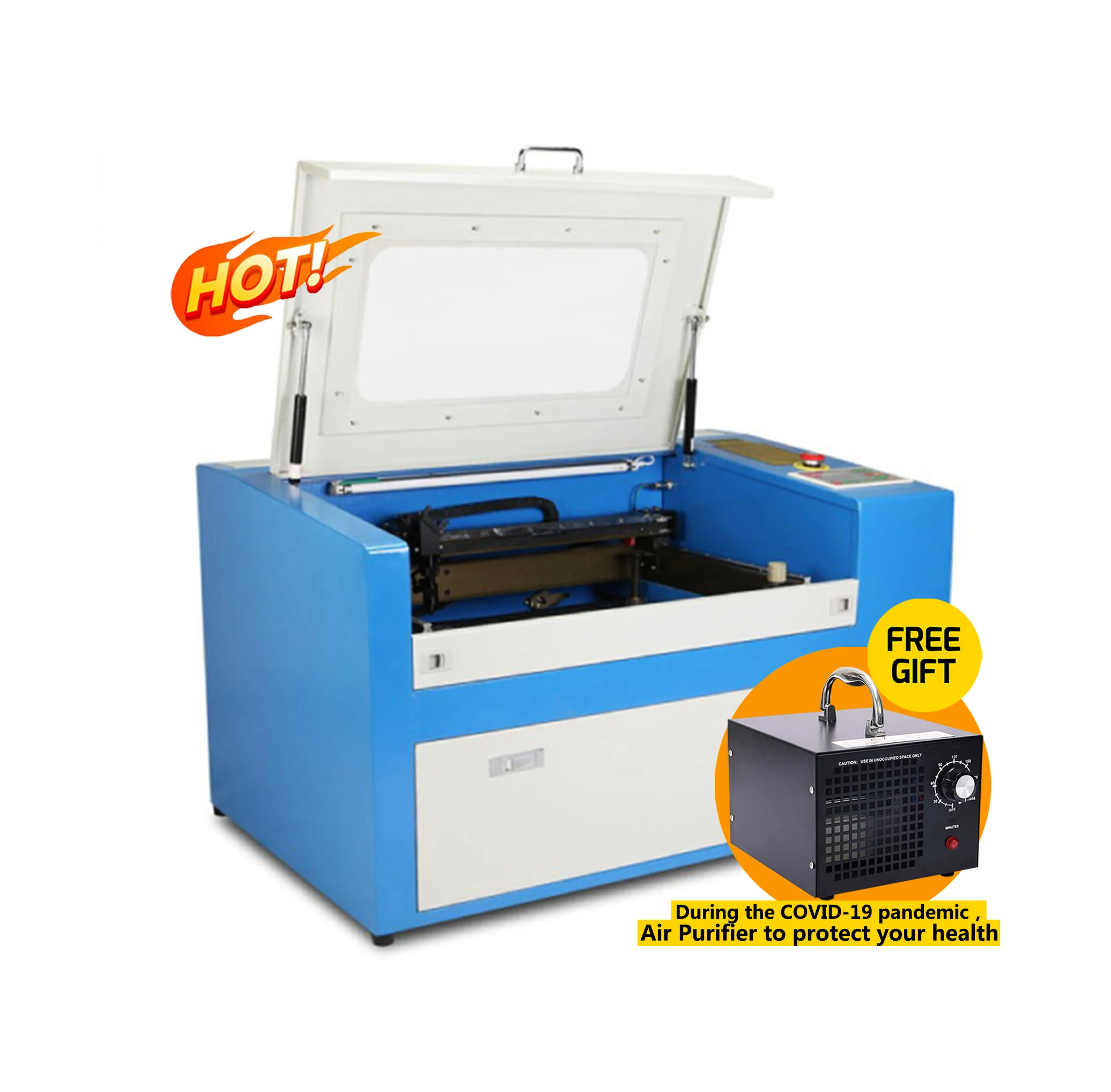 Free Gift Ozone Generator 50w Laser Exgraver 300 X 500mm Co2 Laser