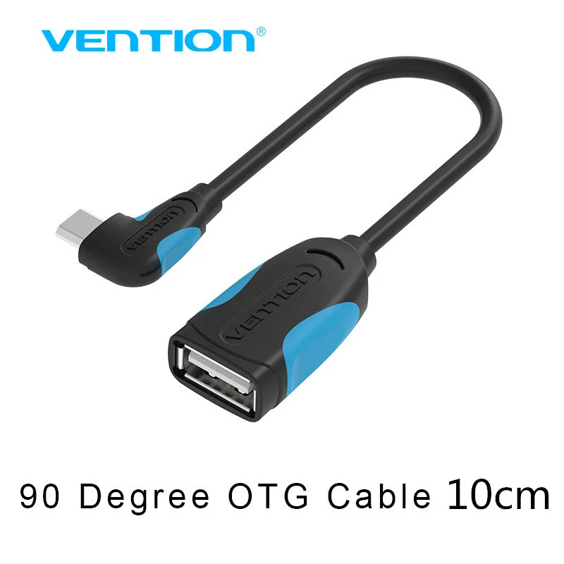 Vention OTG кабель Micro USB к USB 2,0 OTG конвертер адаптер для Android samsung Galaxy планшет Xiaomi флэш-Мышь Клавиатура - Цвет: 90 Degree Cable 10cm