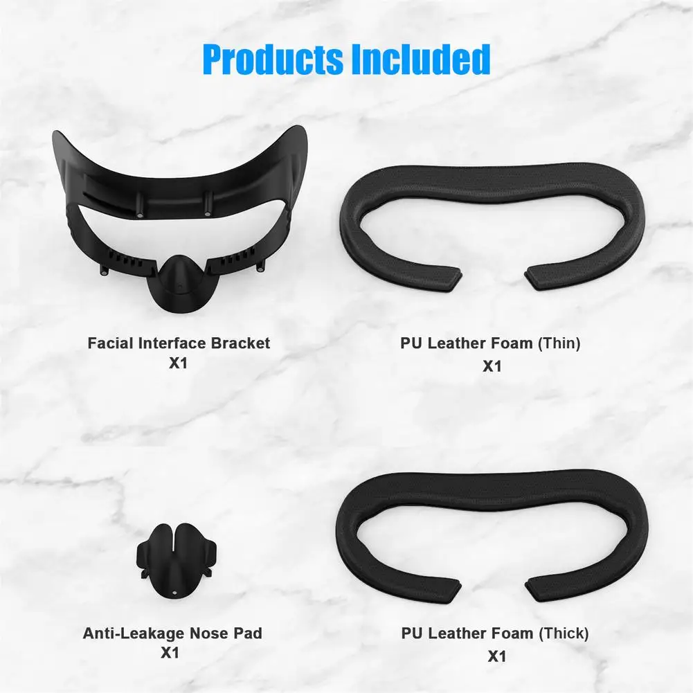 For HP Reverb G2 VR Facial Interface Bracket For Index With Anti-Leakage Nose Pad PU Leather Sweat-Proof Foam Face Cover Pad